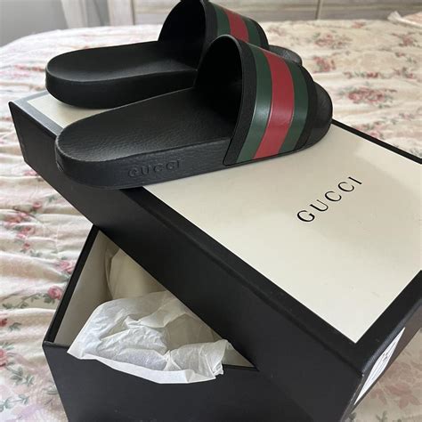 men's red gucci slides|gucci slides size 5.